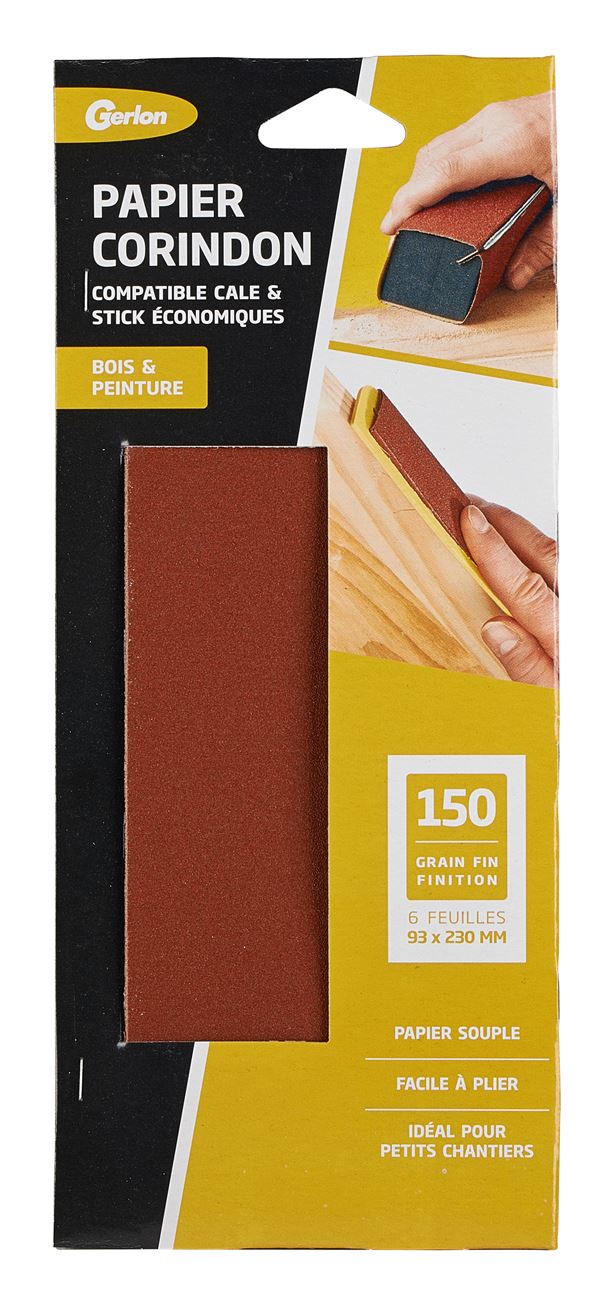 Set de 6 feuilles 93 x 230 mm corindon grain 150 - GERLON