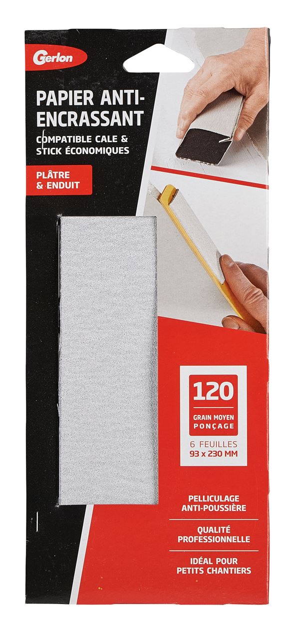 Set de 6 feuilles 93 x 230 mm AE gris grain 120 - GERLON