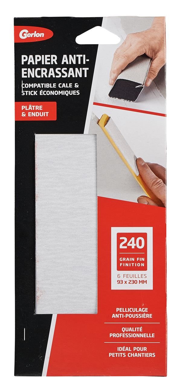 Set de 6 feuilles 93 x 230 mm AE gris grain 240 - GERLON