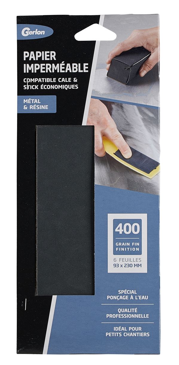 Set de 6 feuilles 93 x 230 mm imperméable grain 400 - GERLON