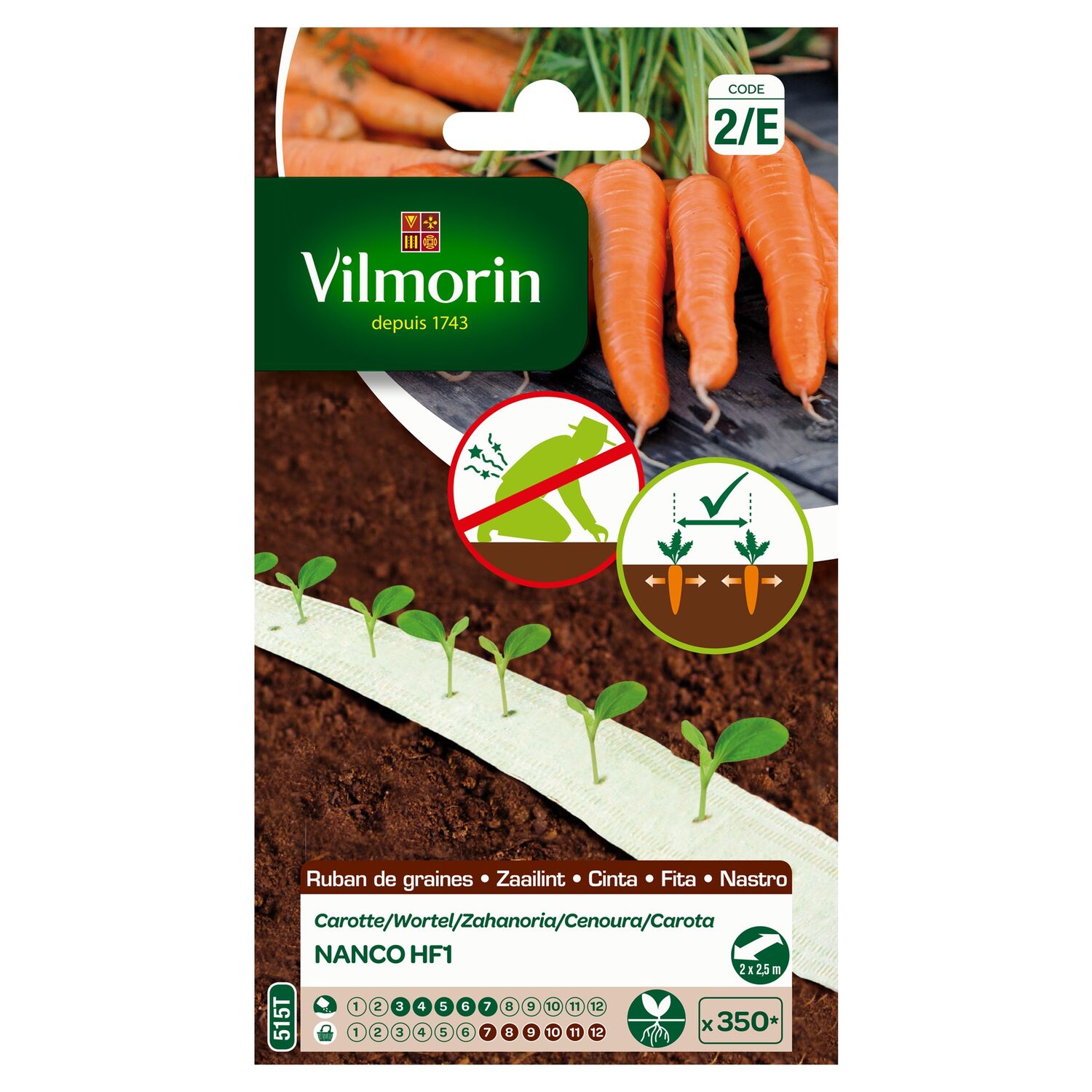 Graines Ruban de Graines Carotte Nanco HF1 5m - VILMORIN