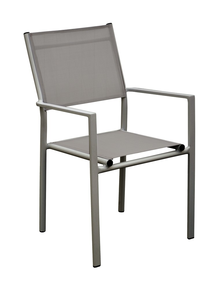 Fauteuil de jardin Théma en aluminim + textilène - taupe - PROLOISIRS