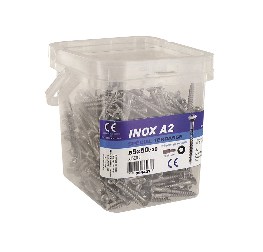 500 vis terrasse tête fraisée étoile inox A2 5x50