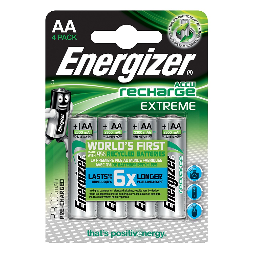 Piles Rechargeables AA HR6 2300mAh x4 Energizer