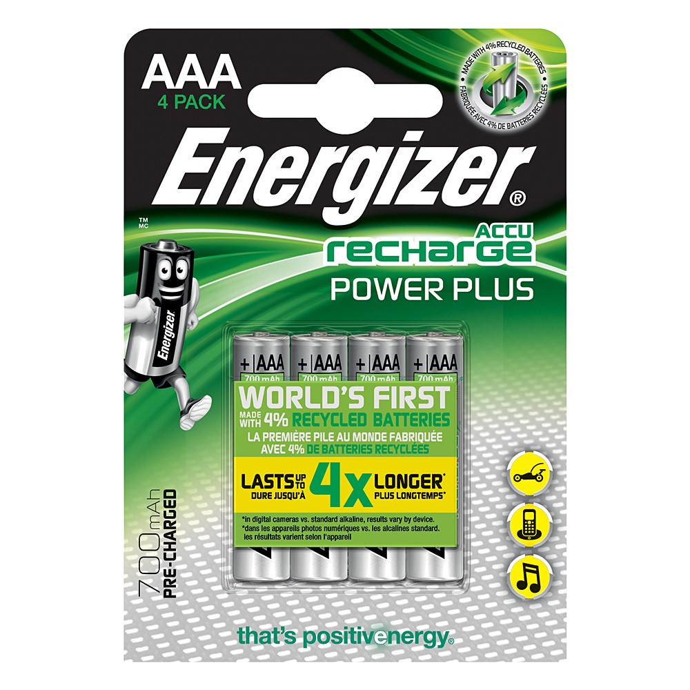 Piles Rechargeables AAA HR03 700mAh x4 Energizer