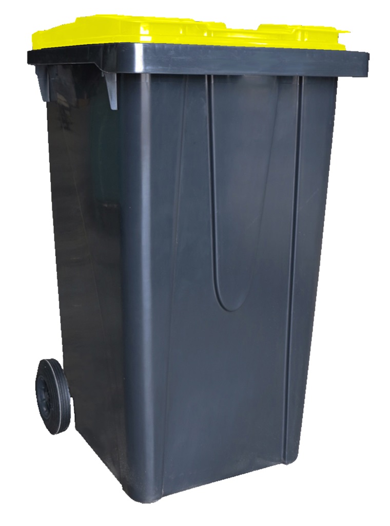 POUBELLE NF EN8401 ANTHRACITE COUVERCLE JAUNE 240 L