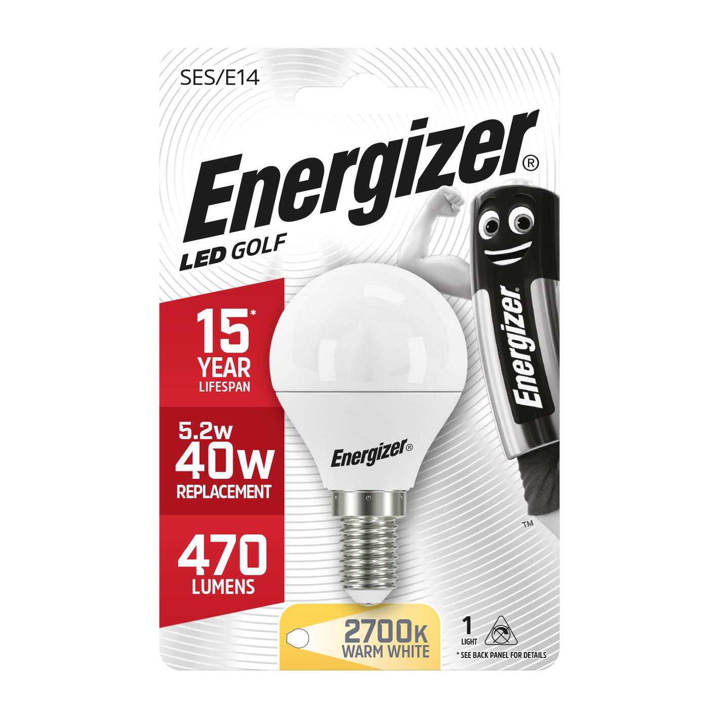 Ampoule LED Sphérique E14 470lm 5,9W 40W 2700K - ENERGIZER