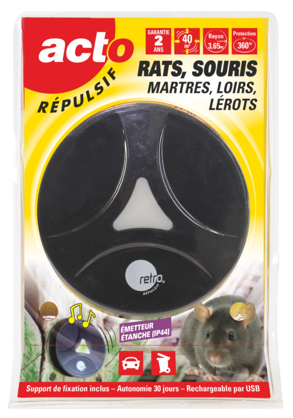 REPULSIF ULTRASONS RATS SOURIS MARTRES LOIRS LEROTS