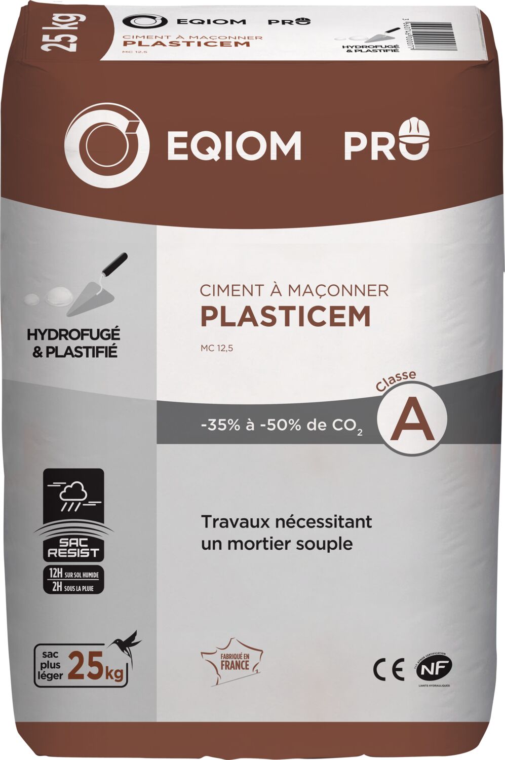 Ciment à maçonner Plasticem MC12,5 CE NF 25kg