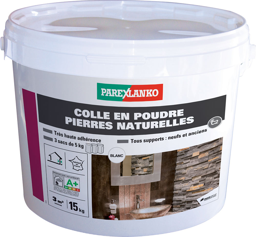 Colle plaquettes de parement en pierres naturelles blanc 15kg - PAREXLANKO