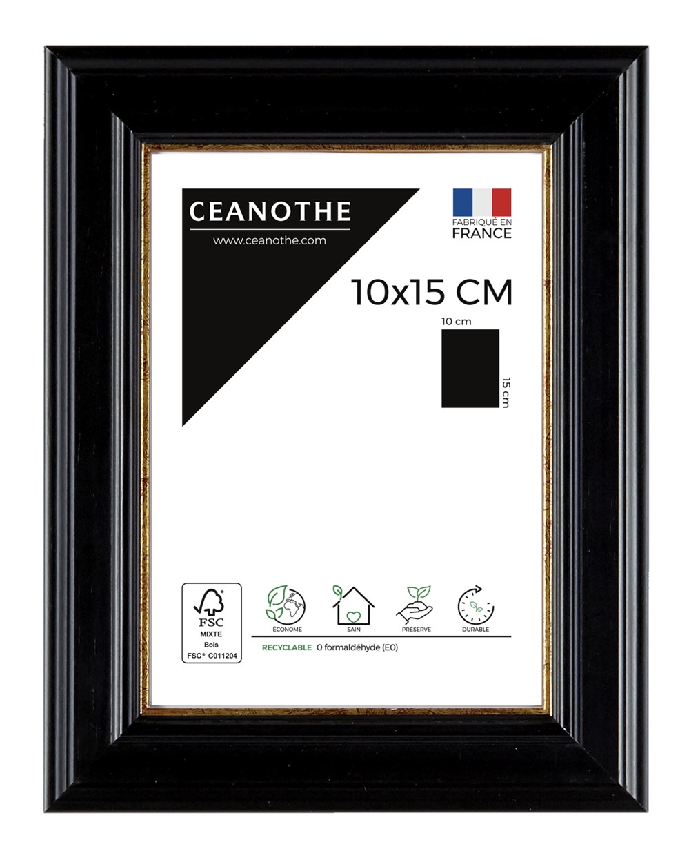Cadre photo Gaia 10x15cm Noir Doré