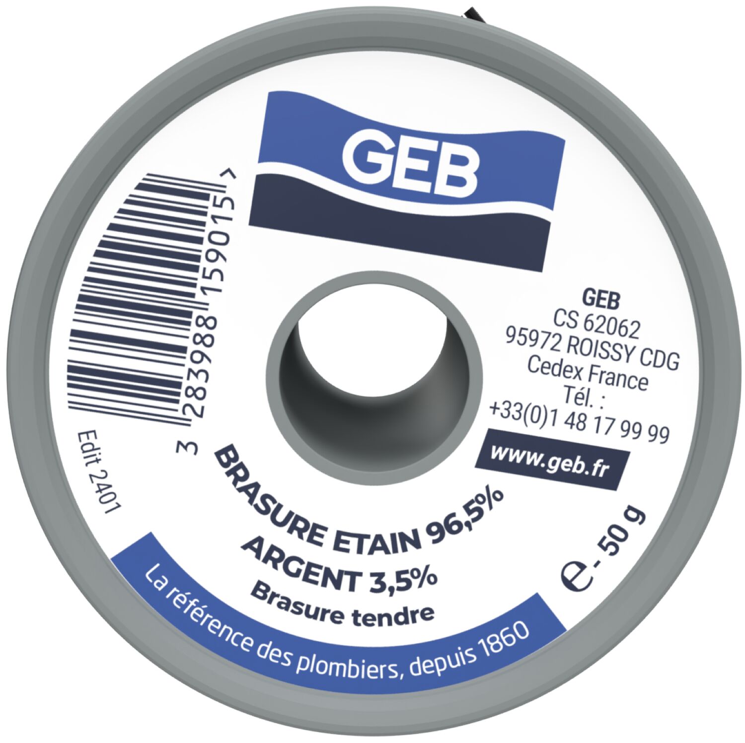 BRASURE BOBINE ETAIN ARGENT  50 G