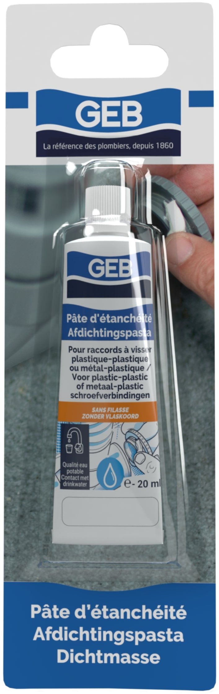 Pâte  étanchéité  raccord plastiques tube  20ml - GEB