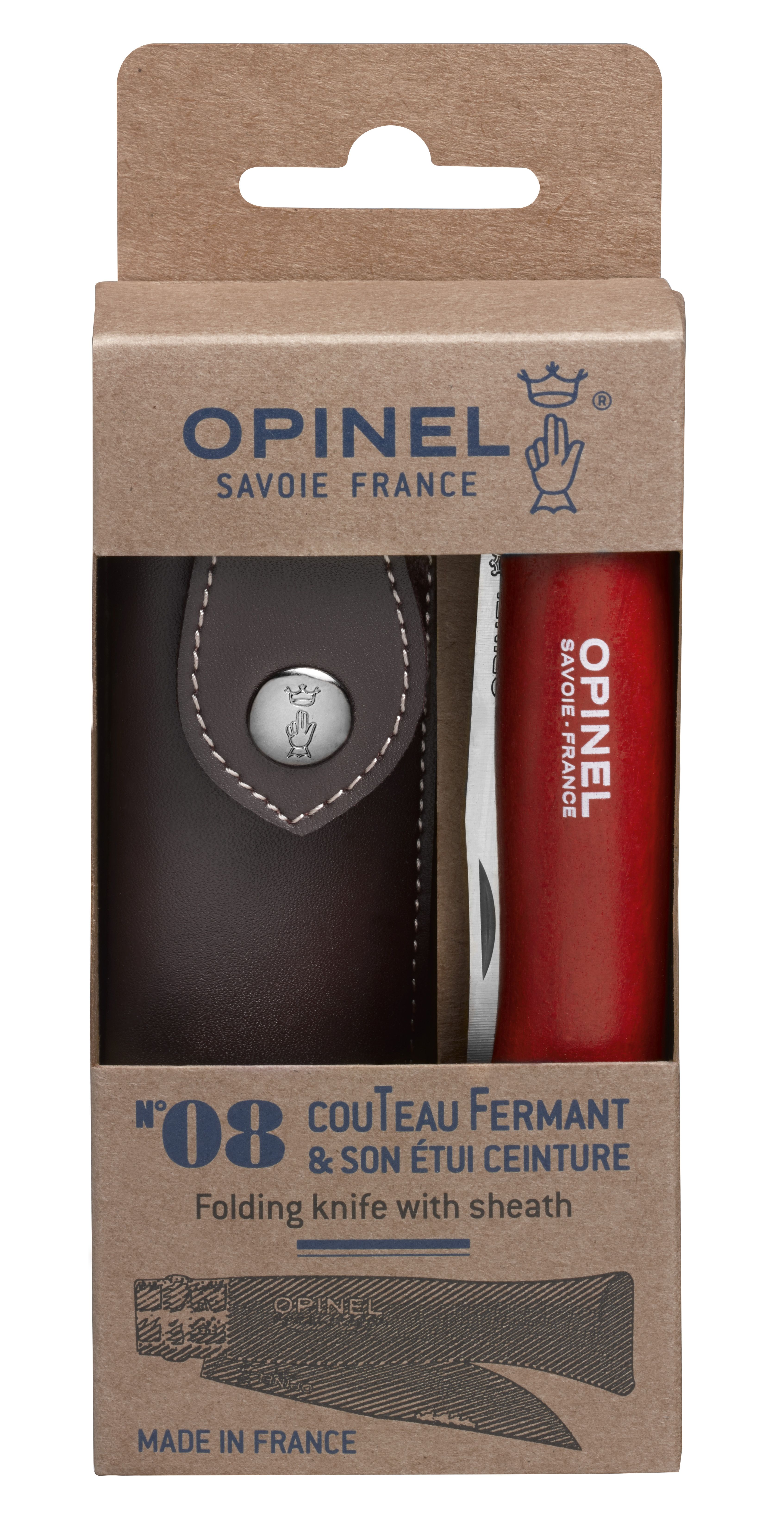 Couteau baroudeur N8 rouge + étui - OPINEL