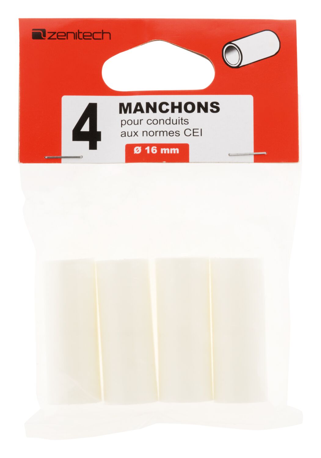 MANCHONS ZENITECH BLANC PVC D16MM X4