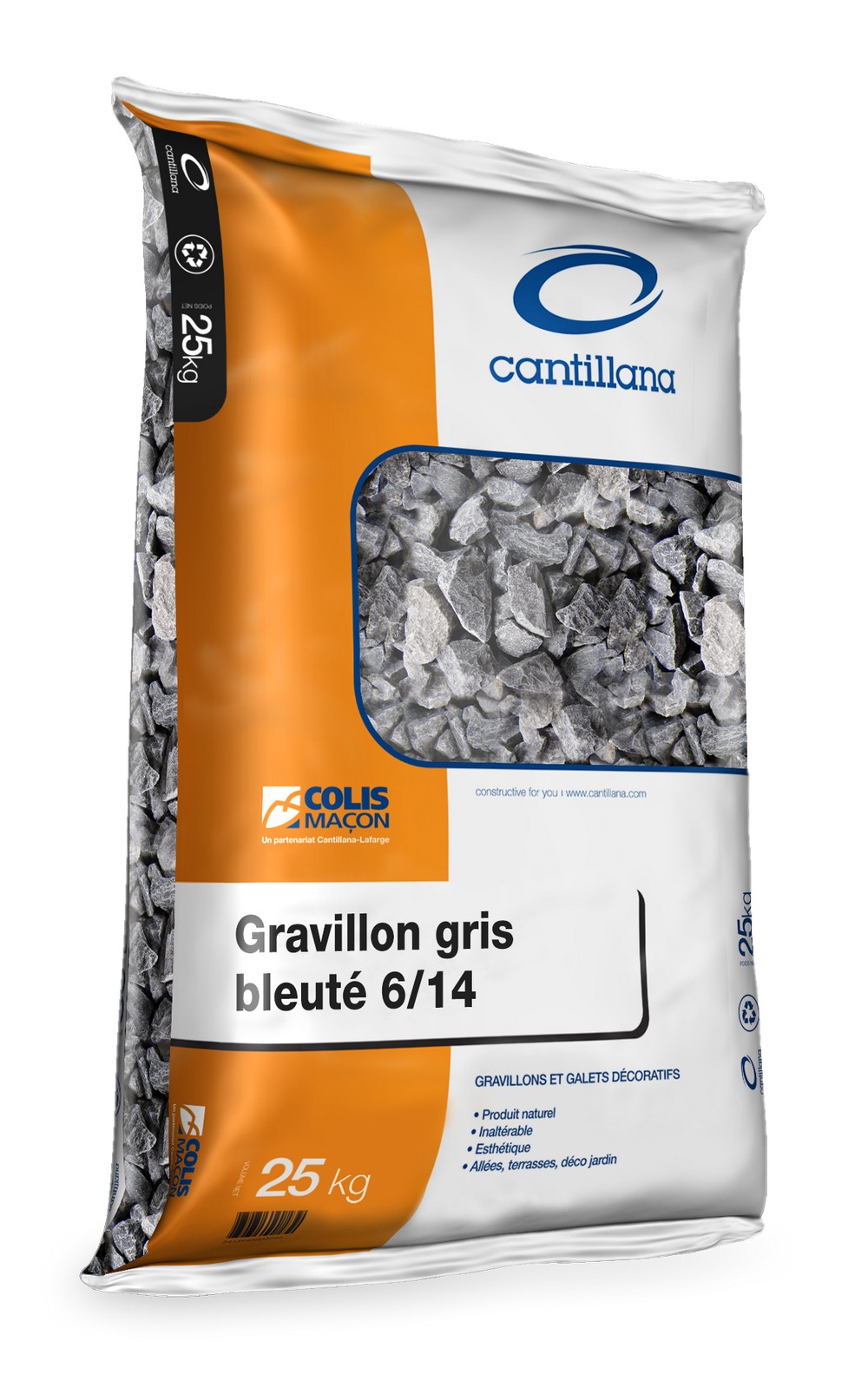 Sac de gravillons gris-bleuté 6/14 - 25 kg - CANTILLANA