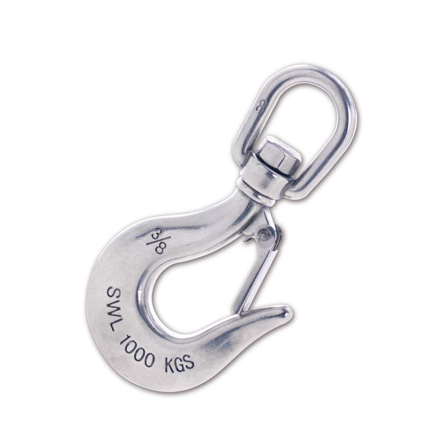 Crochet de levage à émerillon et linguet de sécurité - acier inoxydable - 1000 kg - Ø int 28 mm - longueur 170 mm - CHAPUIS