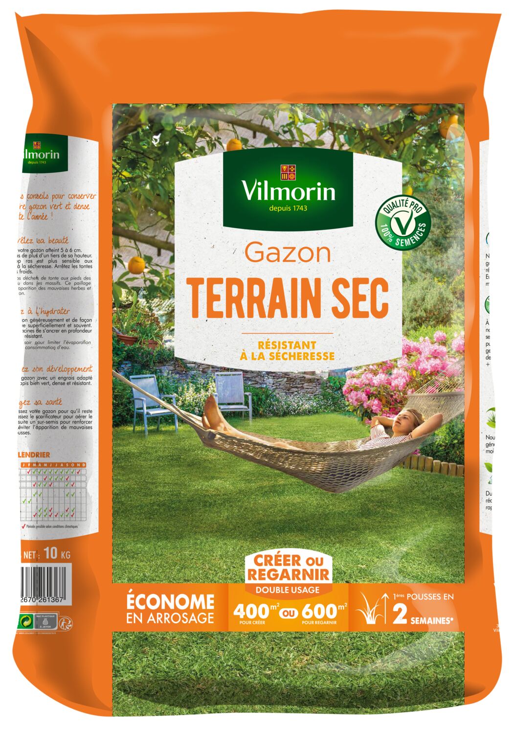 Gazon Rustique Terrain Sec 10kg - VILMORIN
