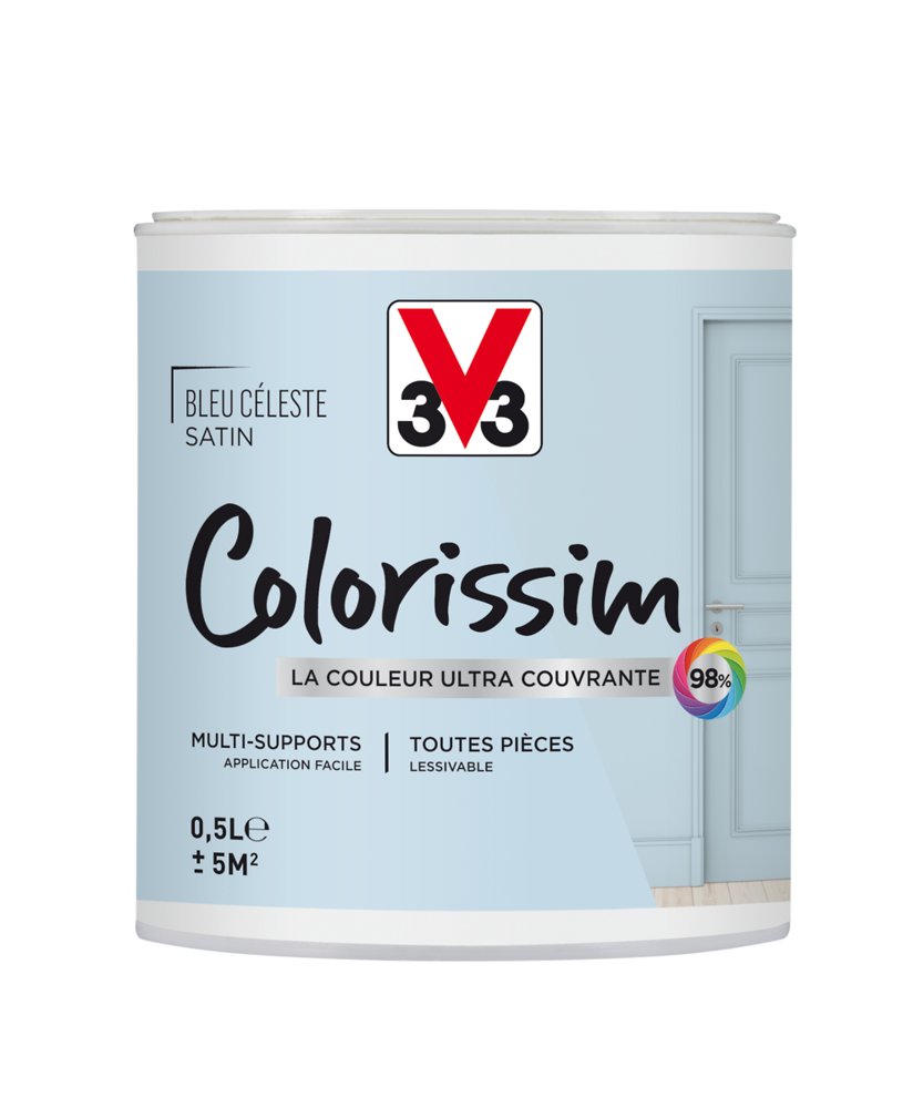 Peinture multisupport colorissim satin bleu céleste 500 ml – - V33