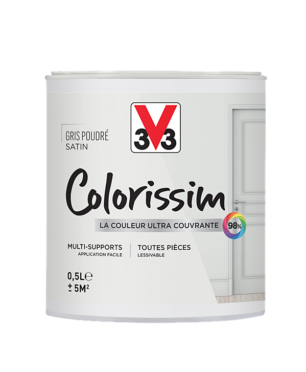 Peinture multisupport Colorissim gris poudre satin 0,5L - V33