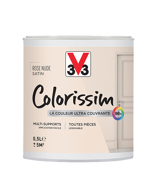 Peinture multisupport Colorissim rose nude satin 0,5L - V33