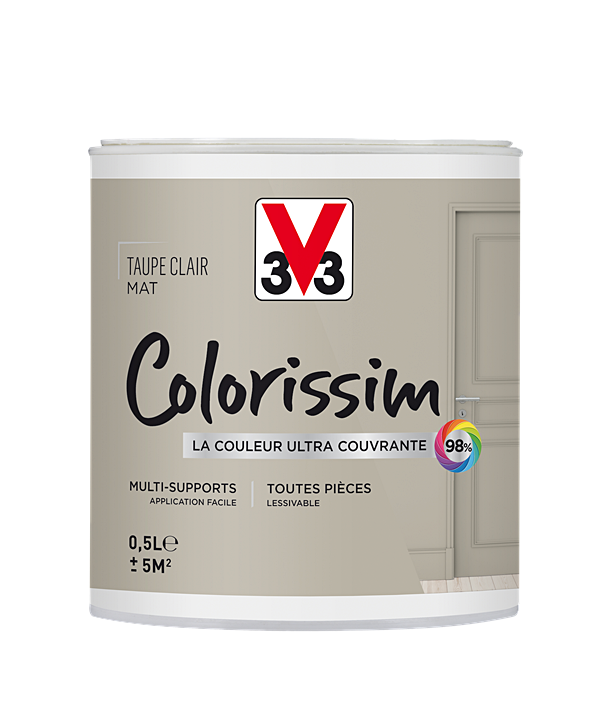 Peinture multisupport Colorissim taupe clair mat 0,5L - V33