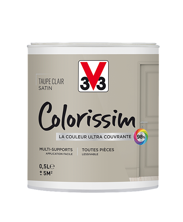 Peinture multisupport Colorissim taupe clair satin 0,5L - V33