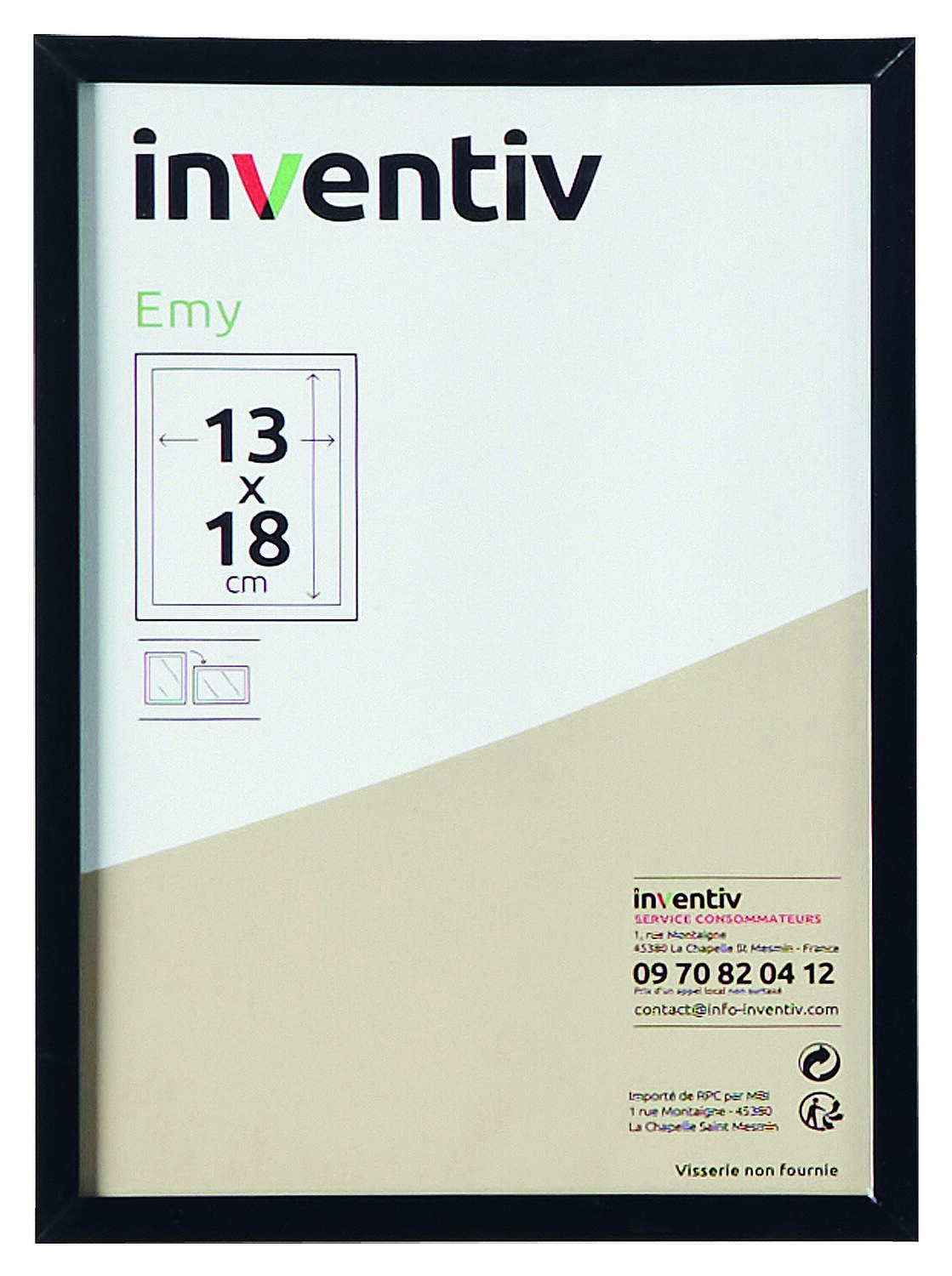 Cadre Photo PVC 13x18cm Noir - INVENTIV