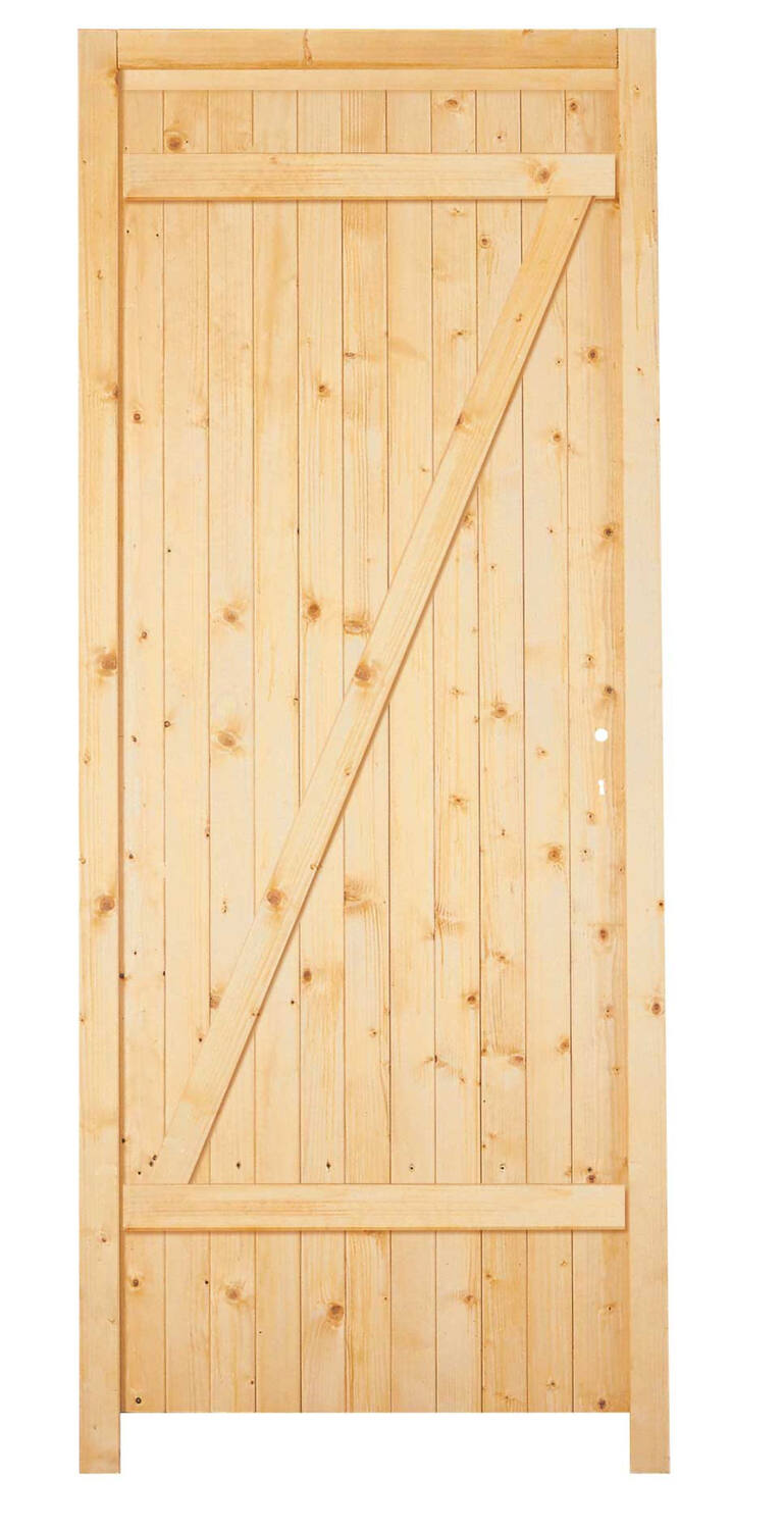 Porte de service en Sapin PEFC 200x80cm Ep.27mm gauche