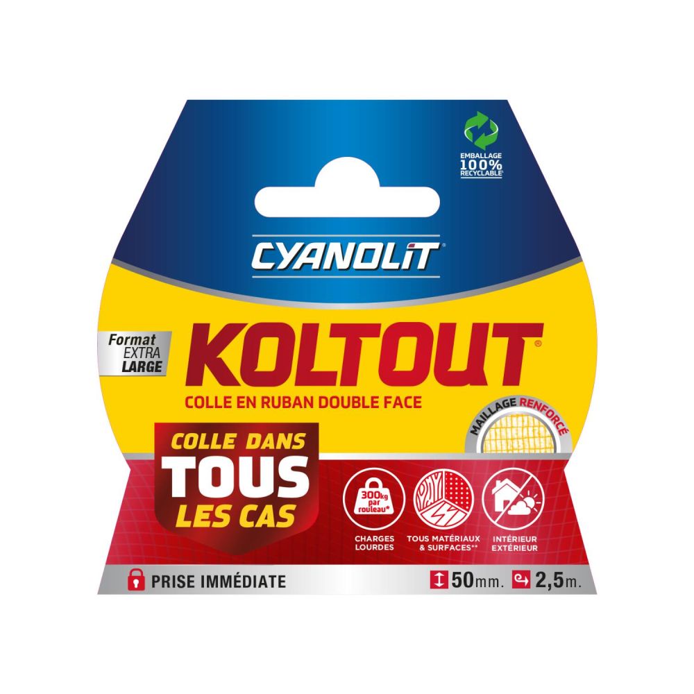 Adhésif Double Face Koltout Extra Large 49mm 2,5m - CYANOLIT