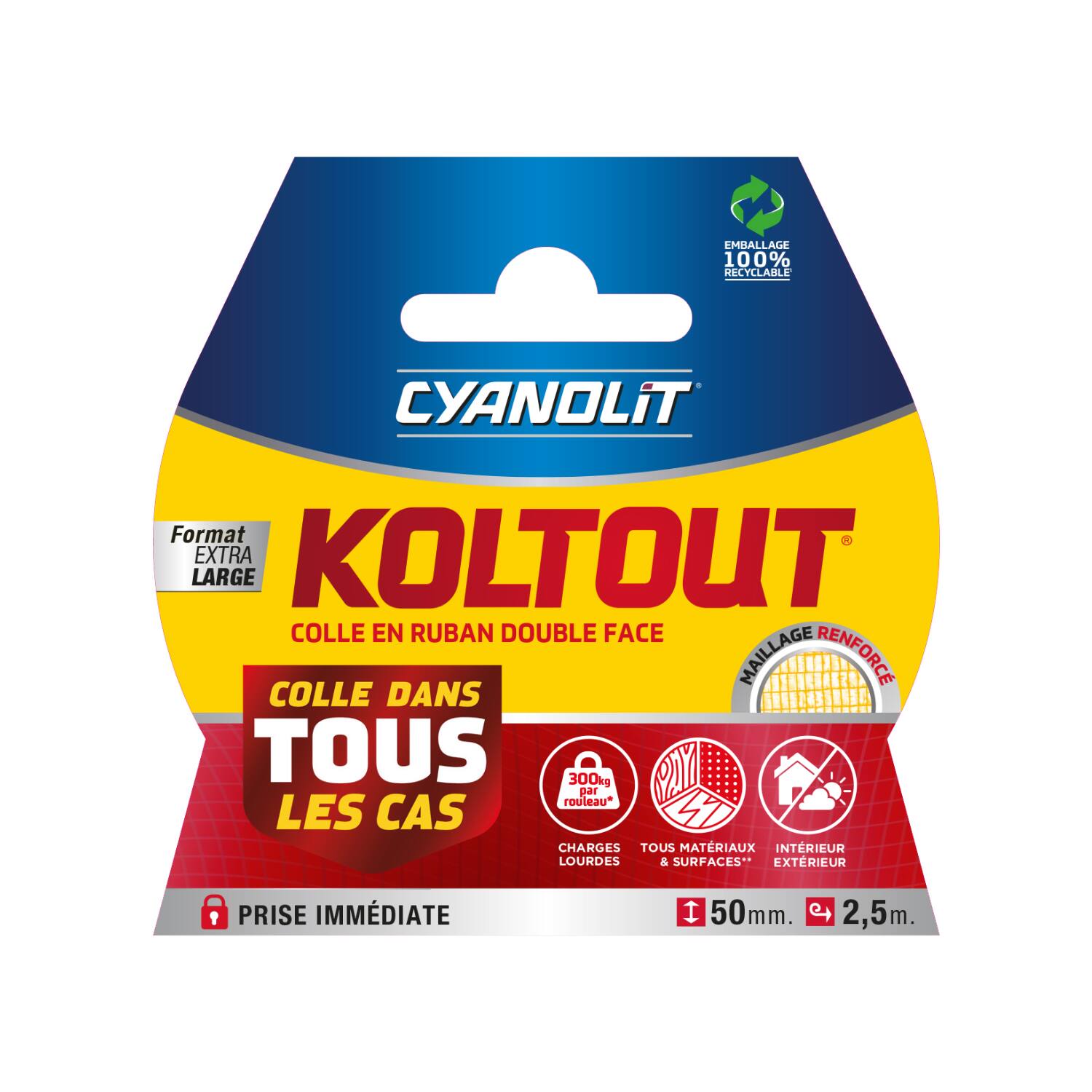 Adhésif Double Face Koltout Extra Large 49mm 2,5m - CYANOLIT