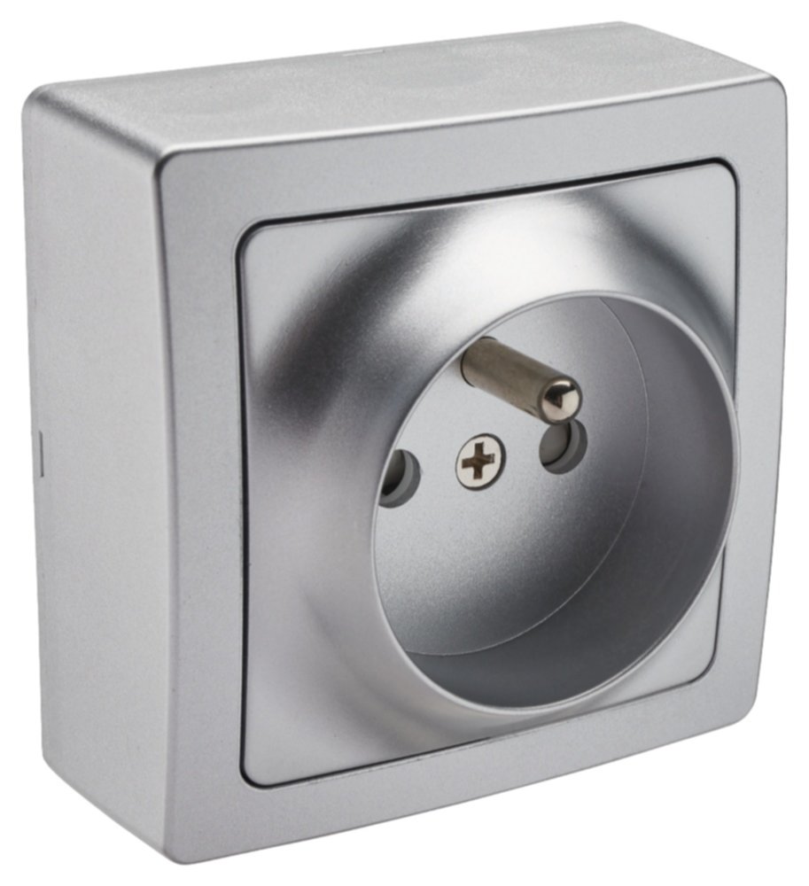 Prise 2P+T Renov'Line en Saillie 16A Argent - INVENTIV'