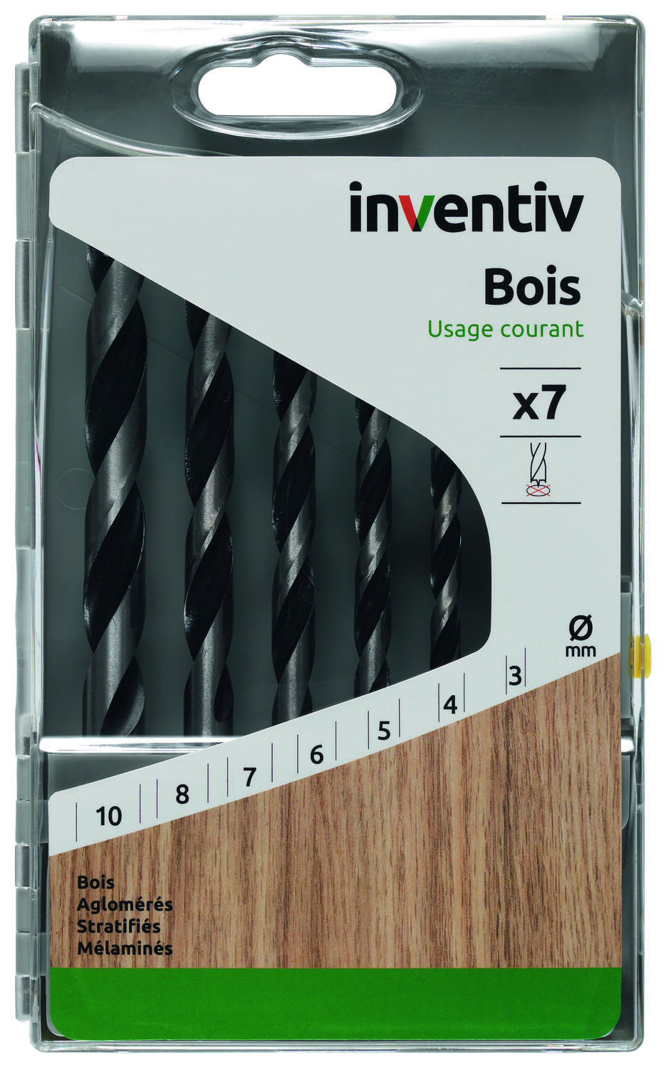 Coffret 7 forets bois Ø3-4-5-6-7-8-10 mm - INVENTIV