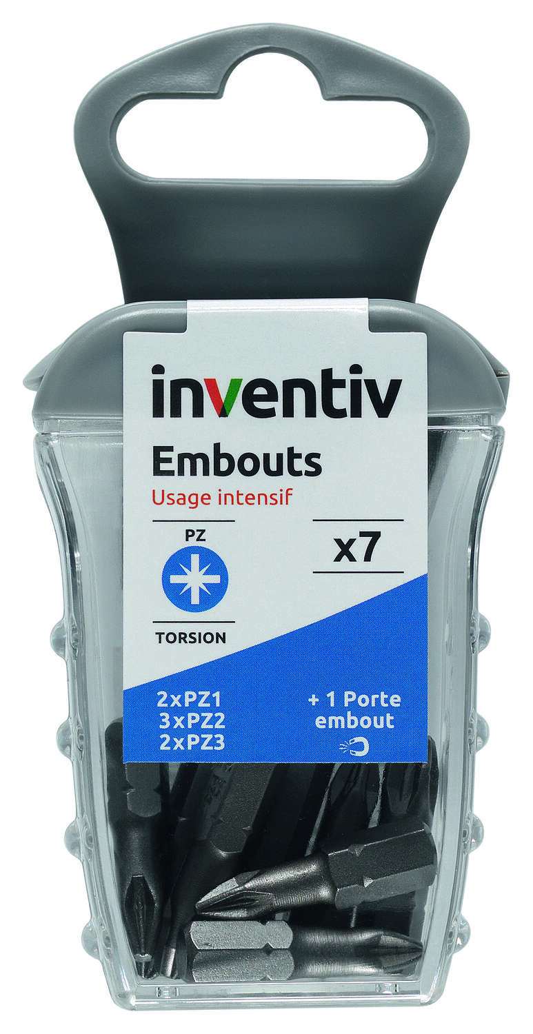 Coffret 7 embouts de vissage torsion PZ - INVENTIV