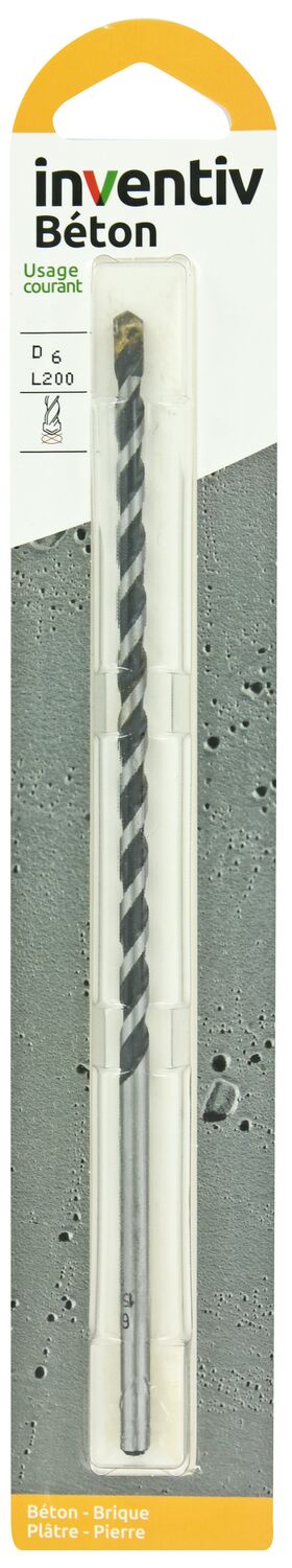 Foret béton long Ø6 L200 mm - INVENTIV