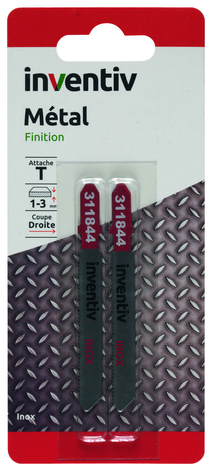 2 lames T métal inox CP 1/3 mm - INVENTIV