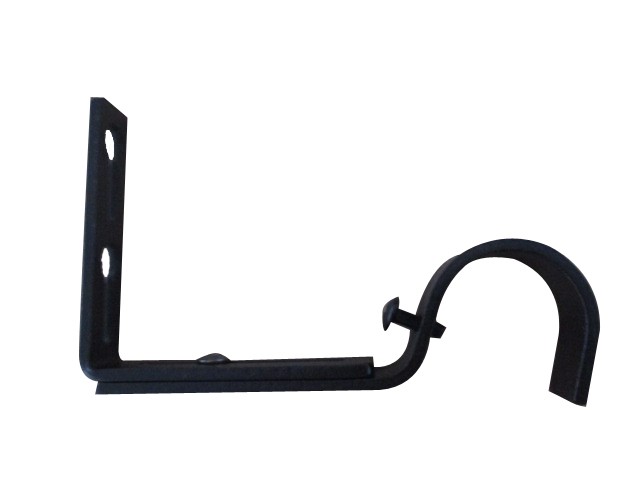 2 Supports Mur Barre Rideaux Œil Ouvert Ø28mm Noir Mat - INVENTIV