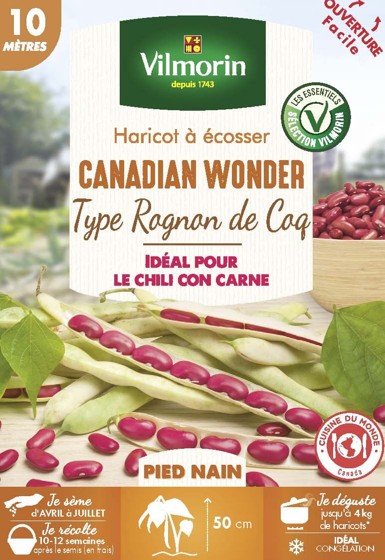 Graines Haricot Nain à Ecosser Canadian Wonder 10m - VILMORIN