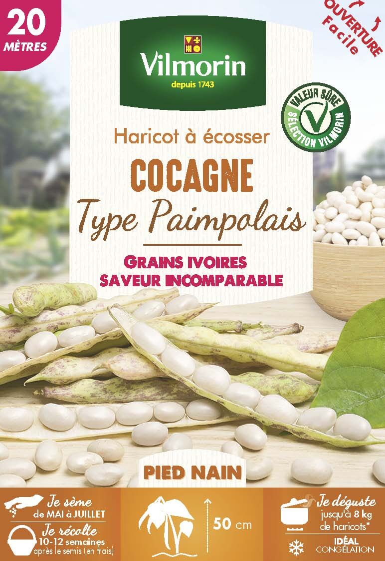 Graines Haricot Nain à Ecosser Cocagne 20m - VILMORIN
