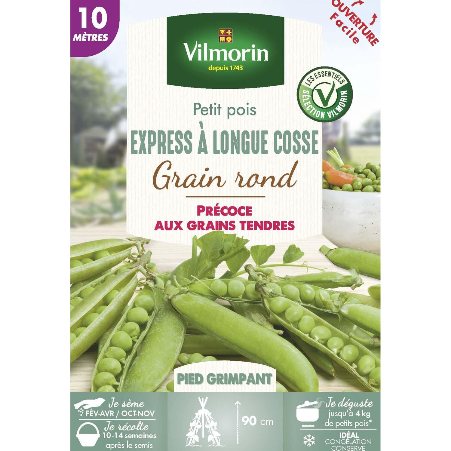 Graines Pois Grimpant Express à Longue Cosse 10m - VILMORIN