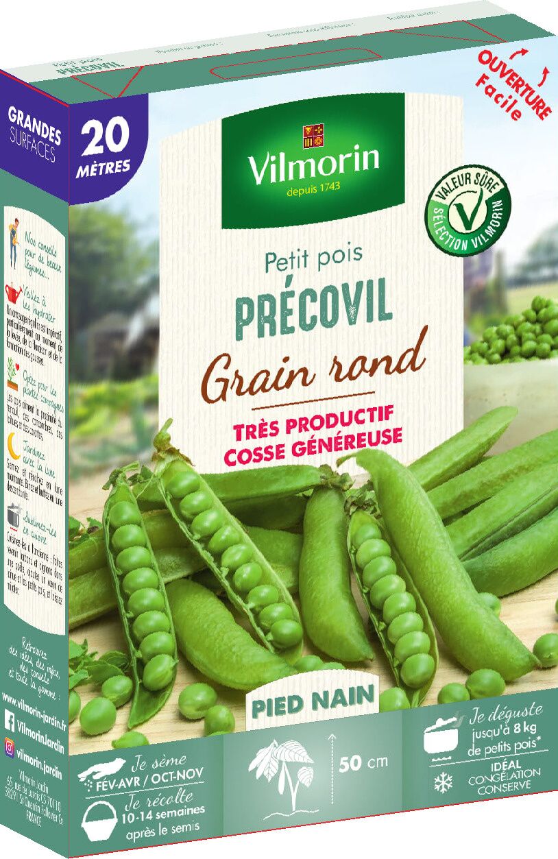 Graines Pois Nain à Grain Rond Précovil 20m - VILMORIN