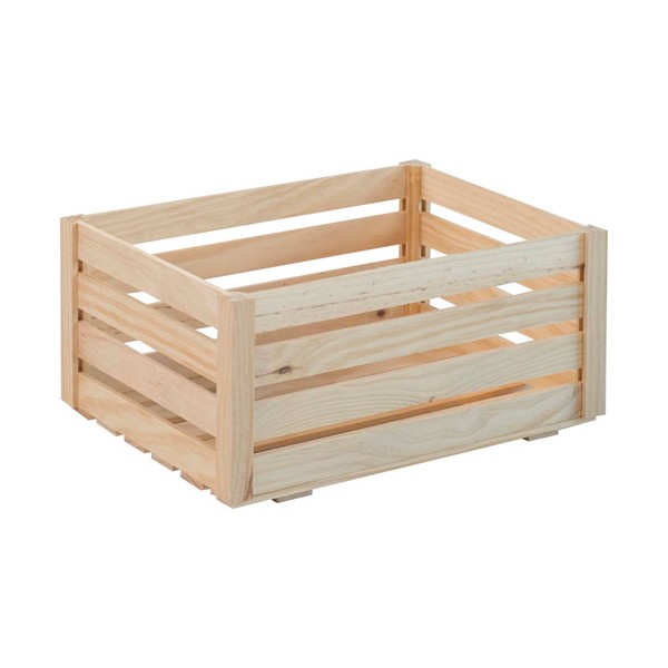 Caisse de rangement à lattes pin massif 36x25x17cm bois brut ASTIGARRAGA