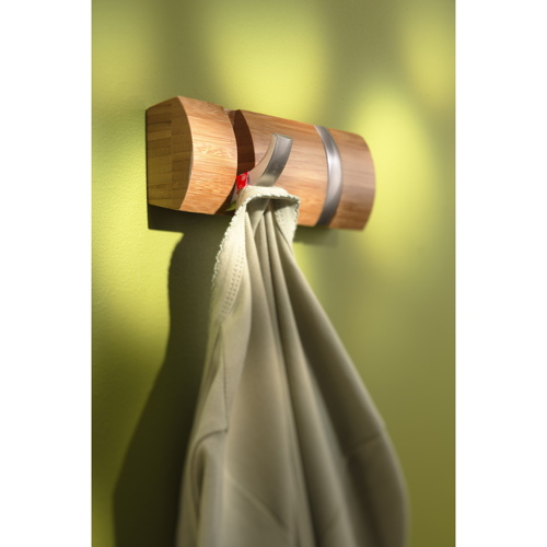 Porte-manteau Bois type bambou arrondi. 2 crochets longueur
