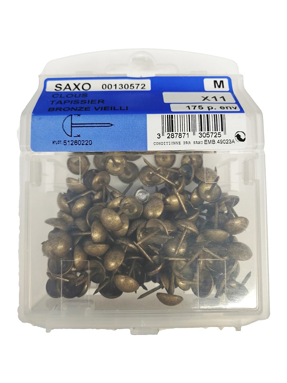 Clous tapissier bronze vieilli 11mm - 175 pièces