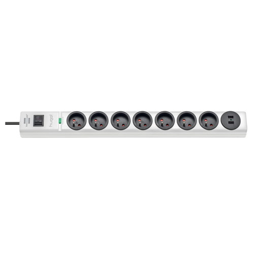 Multiprise Hugo 7 prises + 2 USB blanc - BRENNENSTUHL