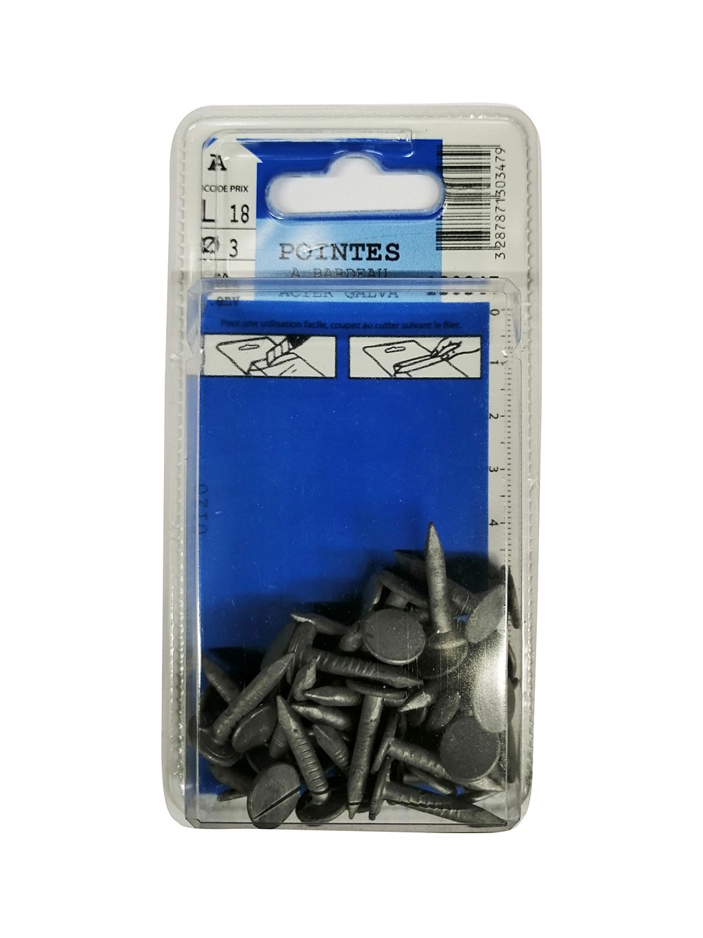 Pointes à bardeau acier galvanisé L18 ø3mm