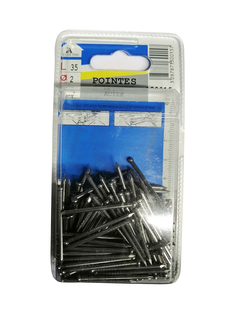 Pointes tête homme en acier L.35mm ø2mm 170g