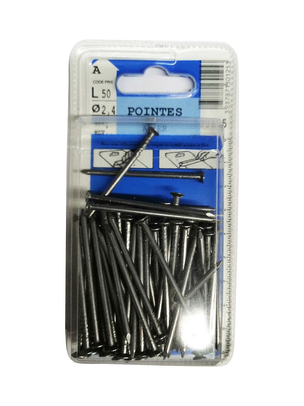 Pointes tête plate acier L50 ø50mm