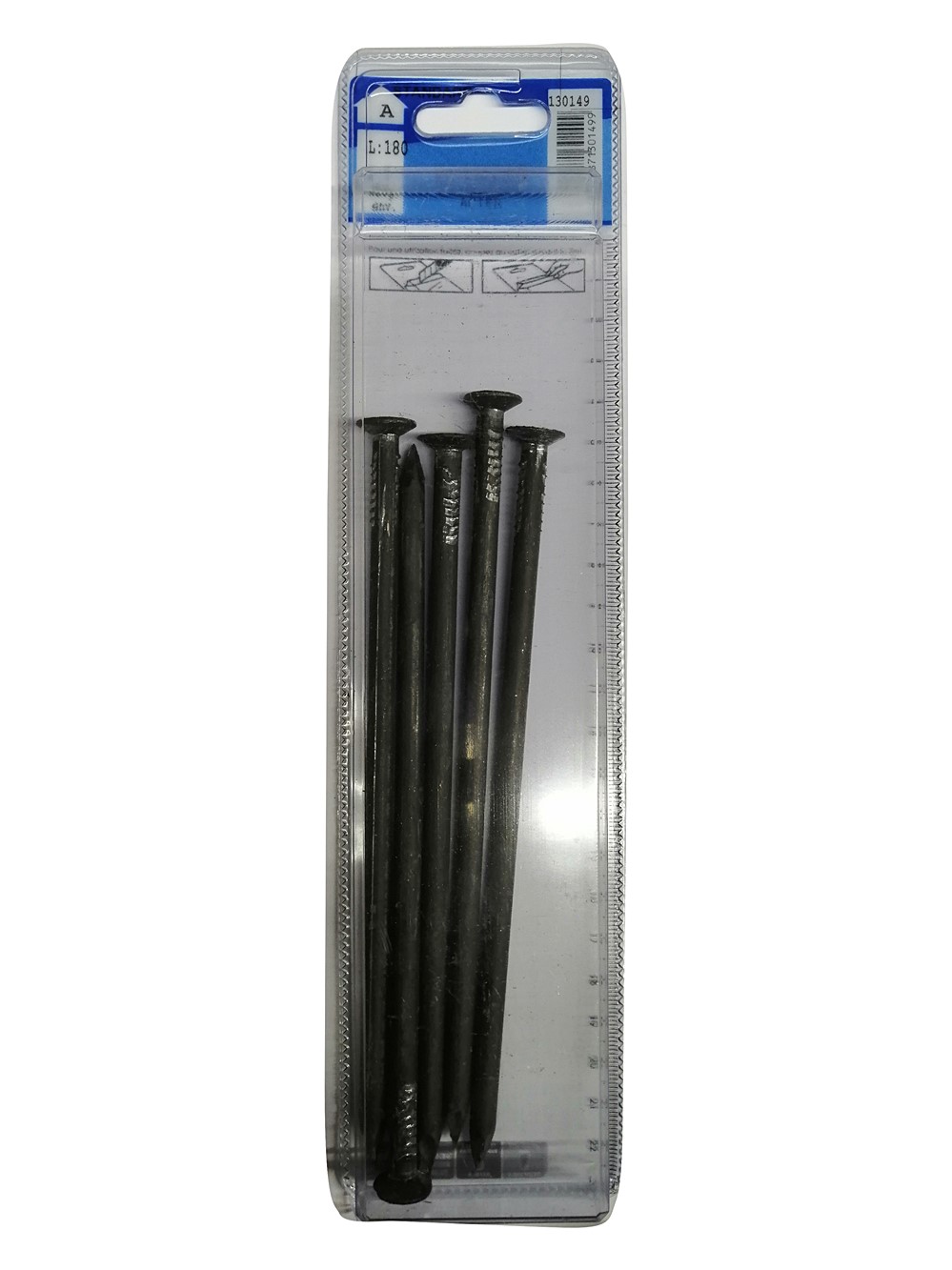 Pointes tête plate acier L180mm