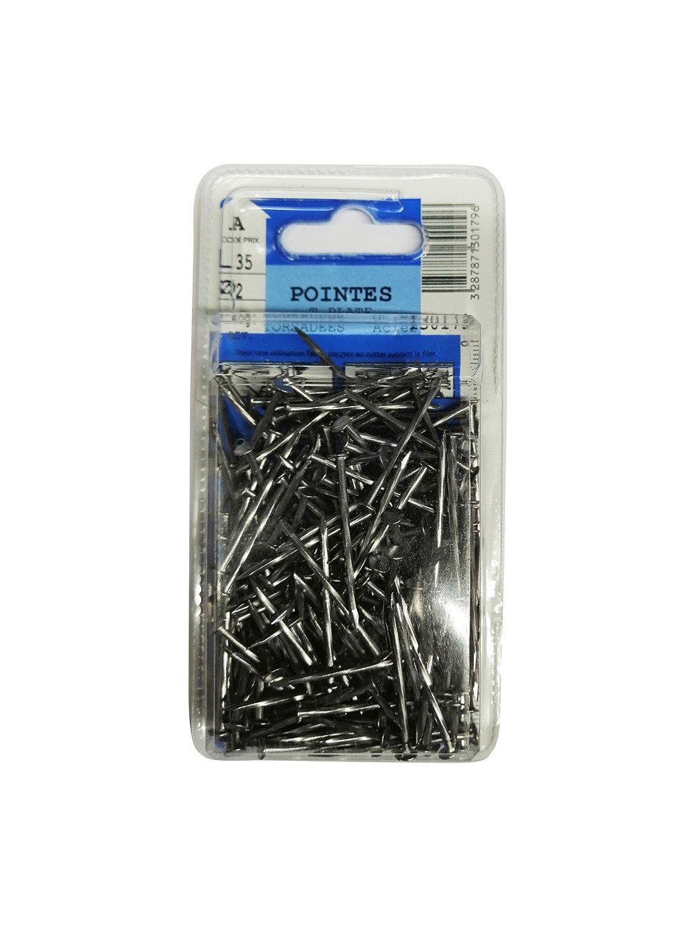 Pointes torsadées tête plate acier L35 ø2mm
